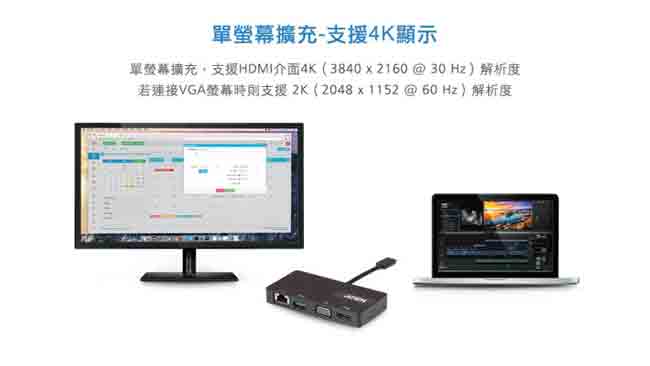 ATEN USB-C 多功能迷你擴充盒 (UH3232)