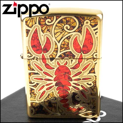 【ZIPPO】美系~Scorpion Shell-蠍子圖案黃銅鏡面打火機