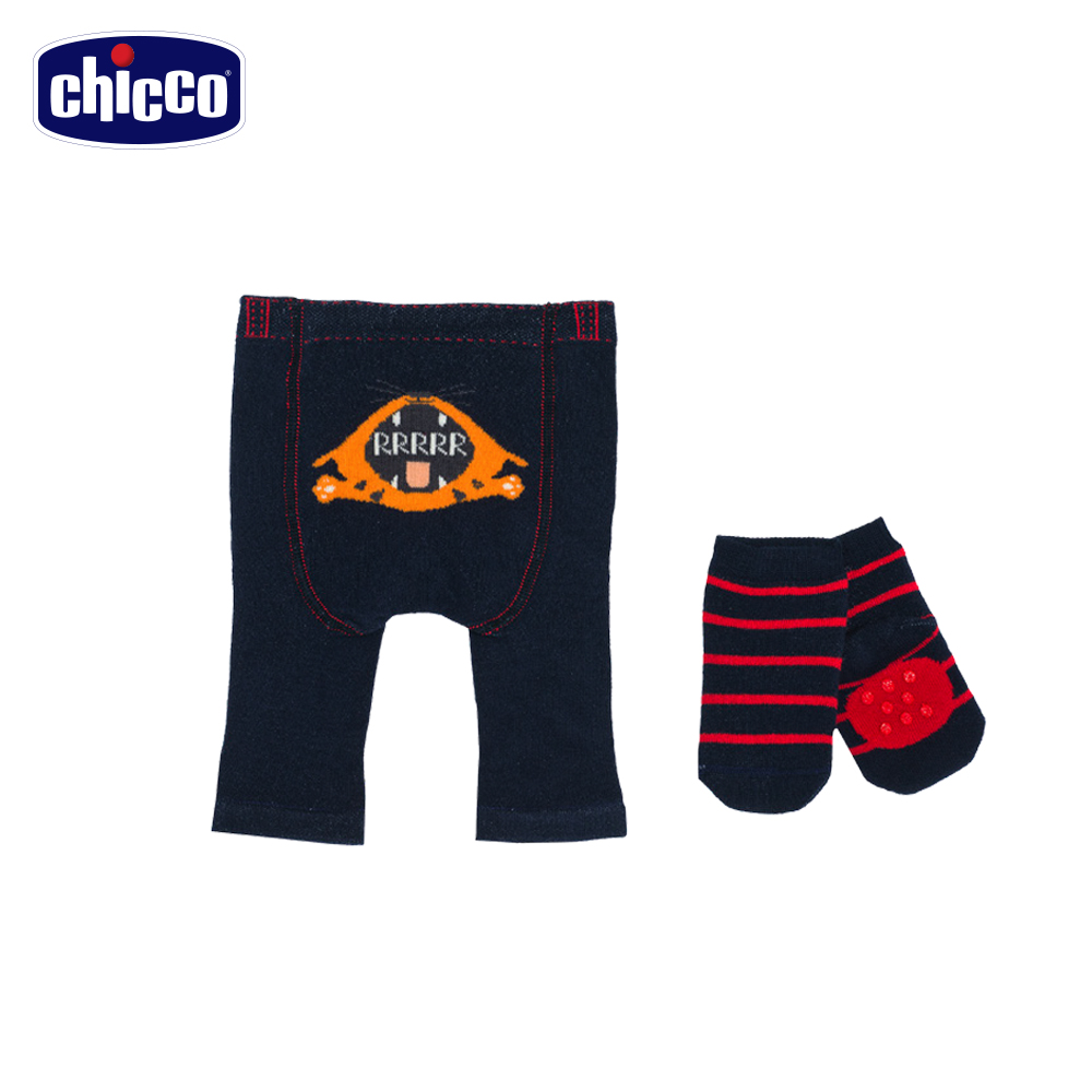 chicco 動物樂園保暖褲+襪-深藍豹(6個月-24個月)