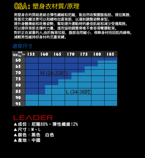 LEADER 男性塑身專用背心高機能三段調整型 (2件組)