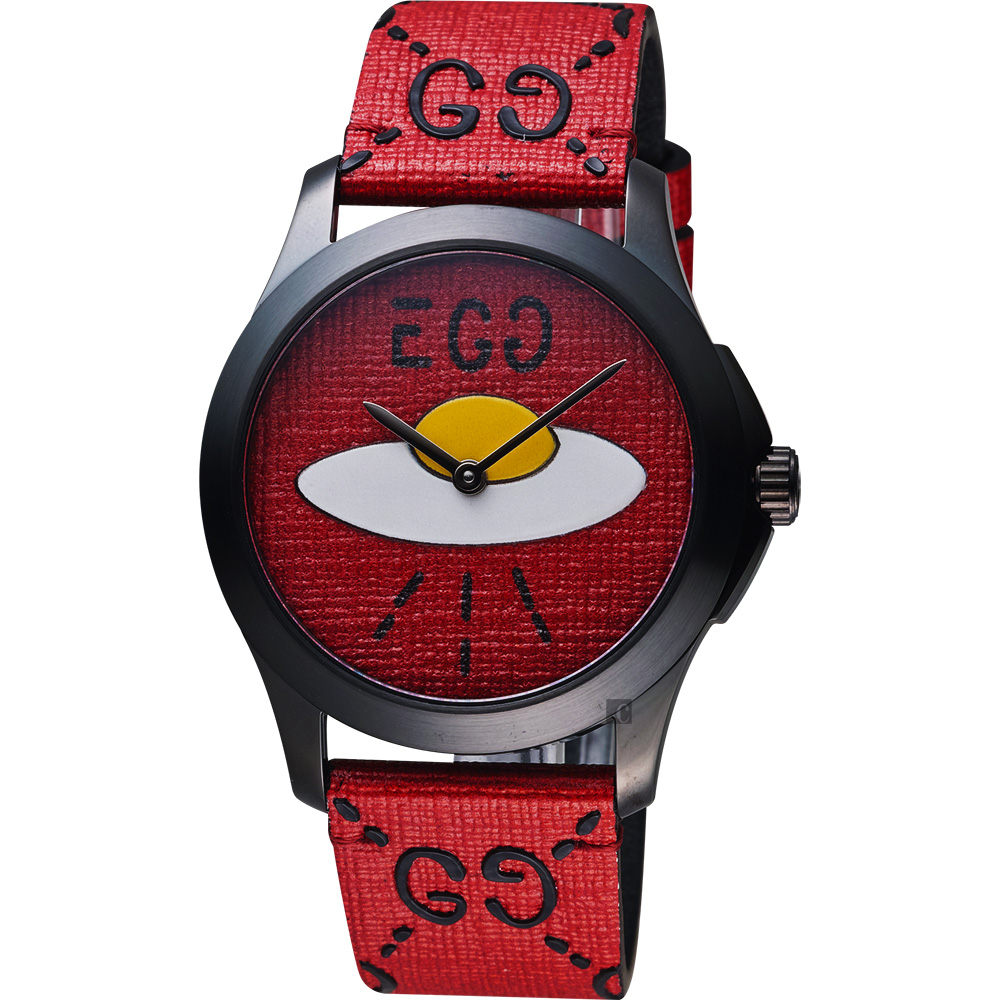 GUCCI 古馳 EGG 幽浮造型錶-紅/38mm