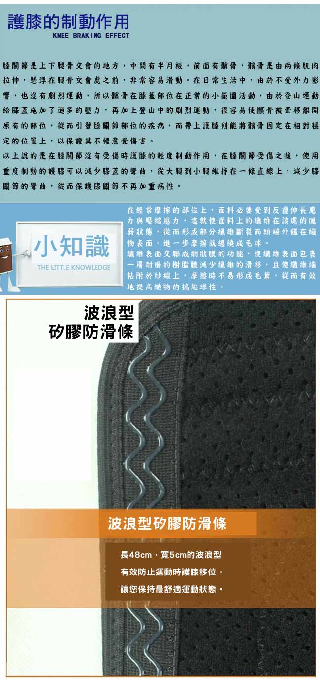 PUSH! 運動戶外休閒用品柔韌彈簧條支撐設計的護膝3000次不掉絨不起球