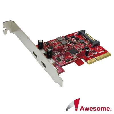 Awesome PCIex4 2埠TypeC 10Gbps擴充卡－AWD-UB-135