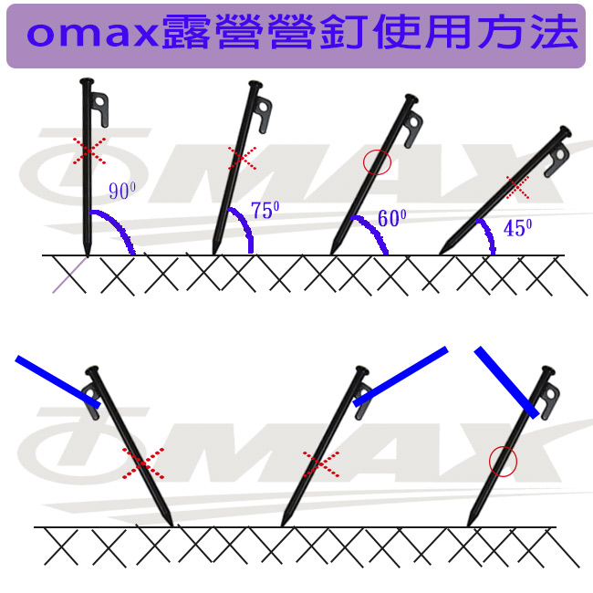 omax超堅固露營營釘-30cm-8入-急速配