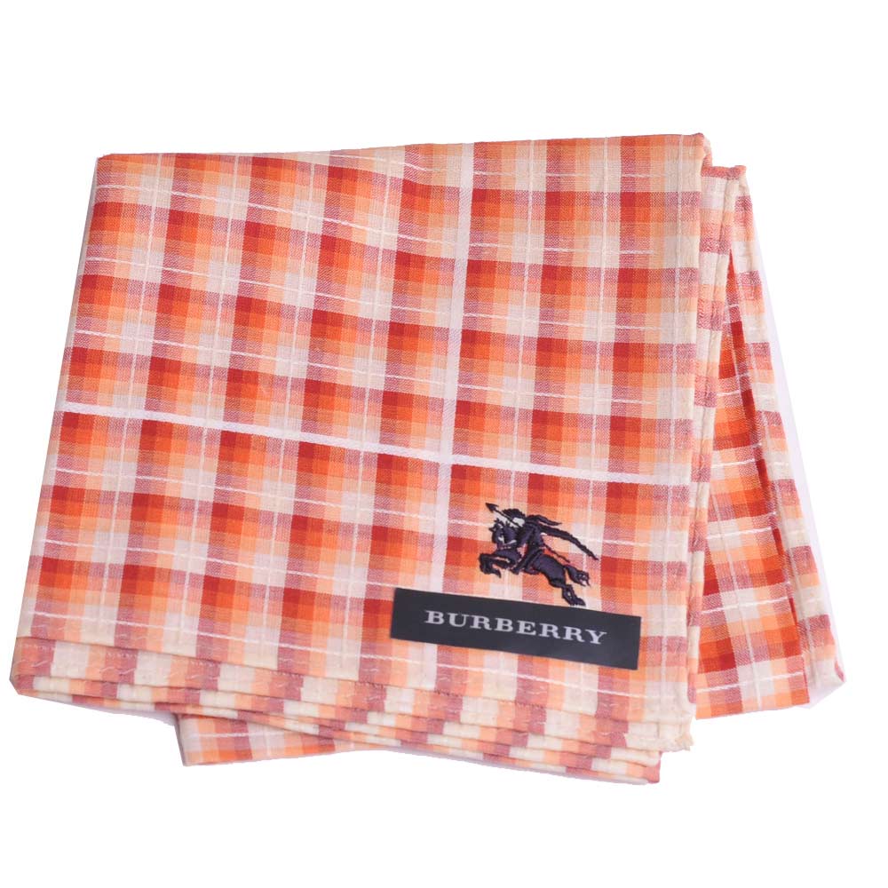 BURBERRY 典雅方格戰馬LOGO刺繡帕領巾(橘紅色系)