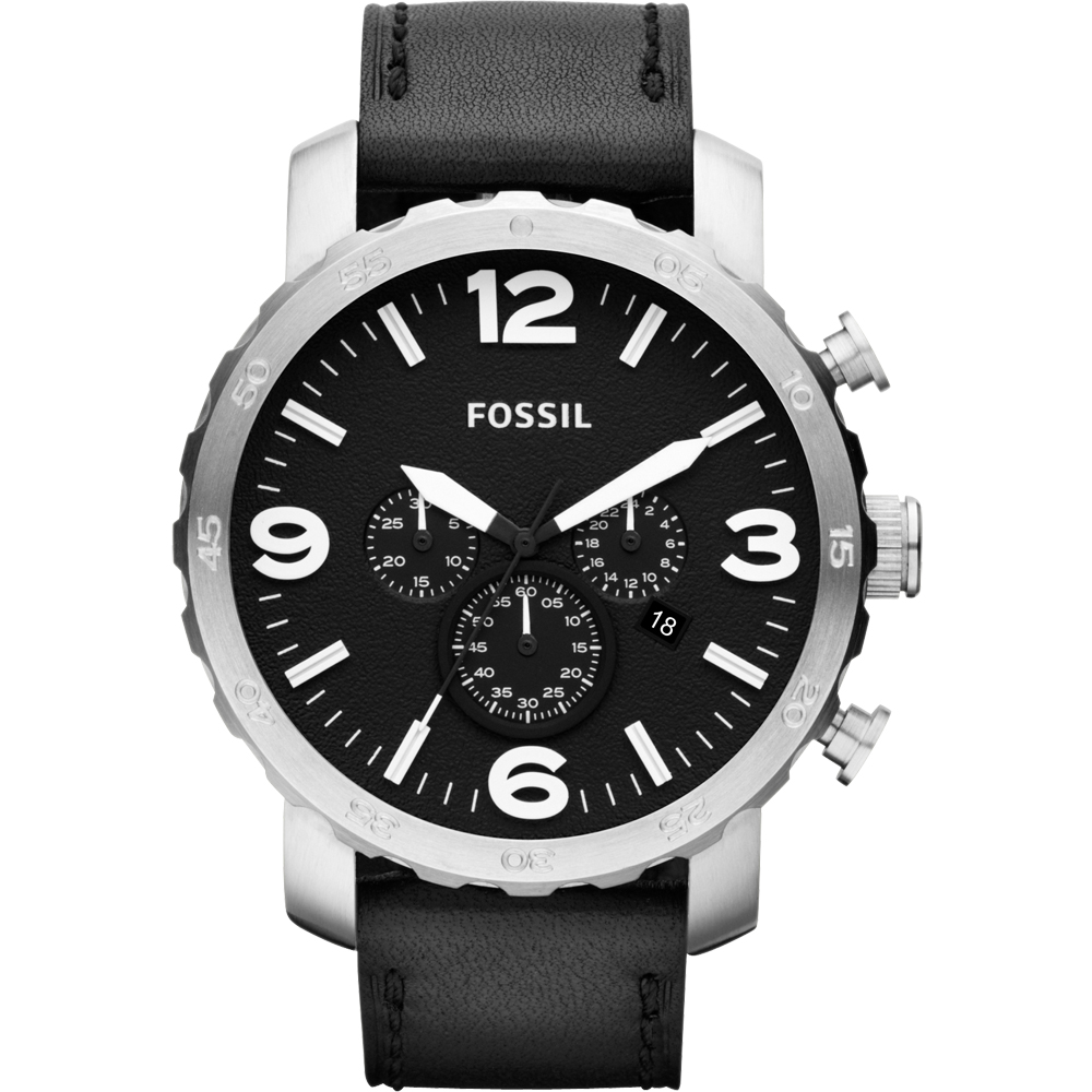 FOSSIL 大世紀戰神三眼計時腕錶-黑/50mm