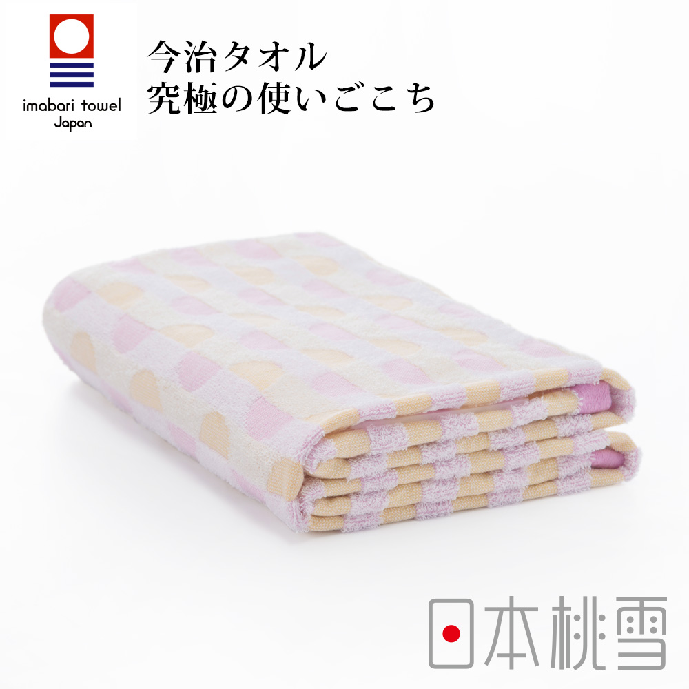 日本桃雪今治水波紋浴巾(粉橘太陽)