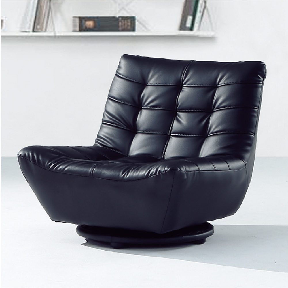 品家居 丹堤皮革旋轉單人沙發椅(二色可選)-63x42x60cm-免組