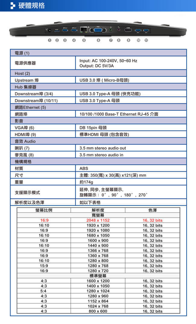 j5create USB 3.0 迴力鏢筆電擴充基座-JUD480