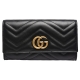 GUCCI GG Marmont絎縫紋牛皮金屬雙G LOGO長夾(黑) product thumbnail 1