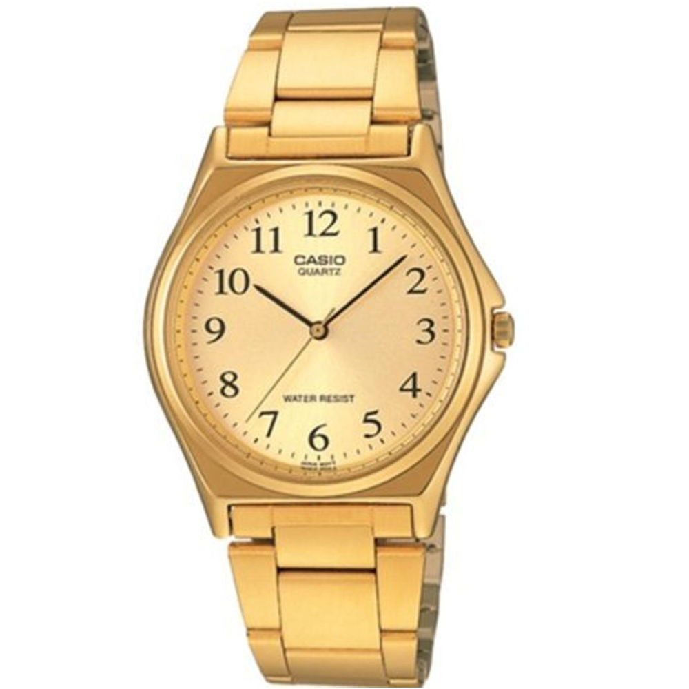 CASIO 經典簡約時尚男士腕錶(MTP-1130N-9B)-金色X黃色數字面/36mm