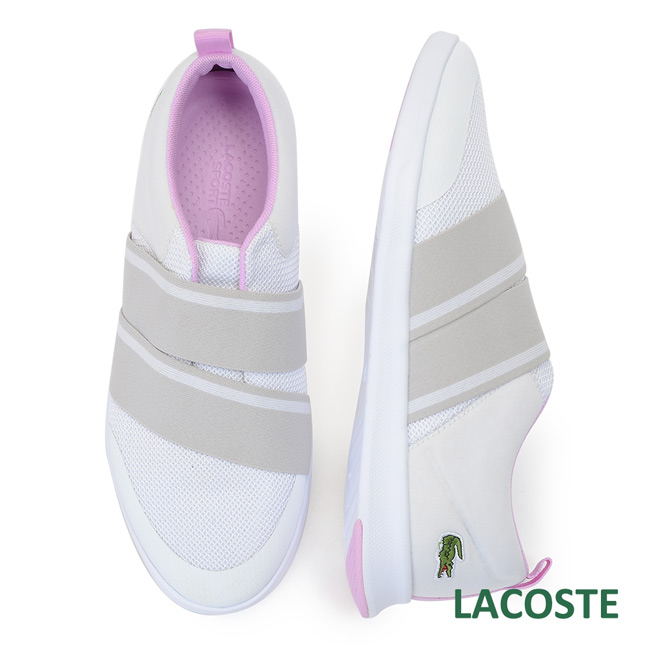 LACOSTE 女用休閒/健走鞋-白/紫