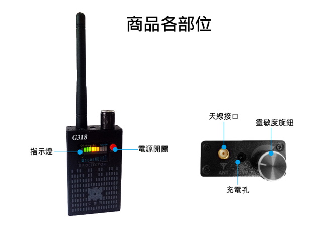 【凱騰】全視線 G318 多功能反無線偷拍/監聽偵測器