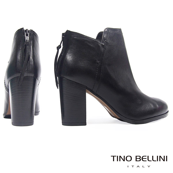 Tino Bellini 靴口不規則結構高跟短靴_ 黑