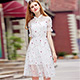 純色吊帶洋裝+透膚網紗刺繡短袖洋裝兩件套 (白色)-OOTD product thumbnail 1