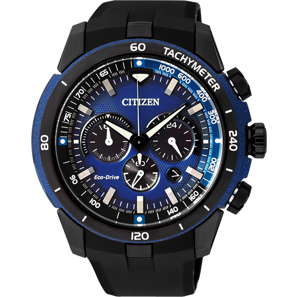 CITIZEN Eco-Drive 名駒悍將計時腕錶(CA4155-04L)-藍/48mm