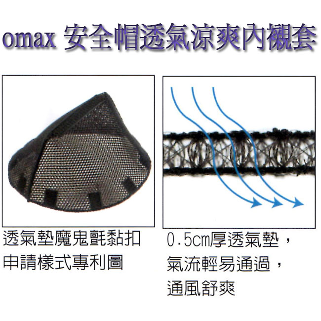 omax安全帽透氣涼爽專利內襯套-2入-快