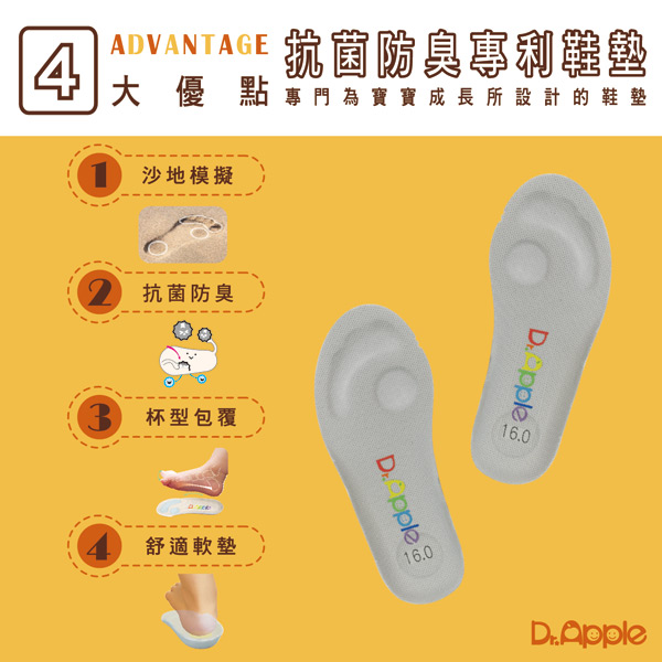 Dr. Apple 機能童鞋 MIT微笑蘋果帥氣牛仔童鞋款 藍