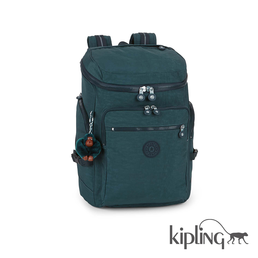 Kipling 後背包 霧綠素面-大