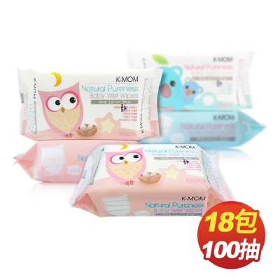 韓國MOTHER-K純淨自然幼兒濕紙巾(100抽x18包/箱)-基本款(包裝隨機出貨)