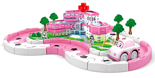 《3D-Track Hospital》益智DIY拼圖3D立體場影軌道車遊戲組