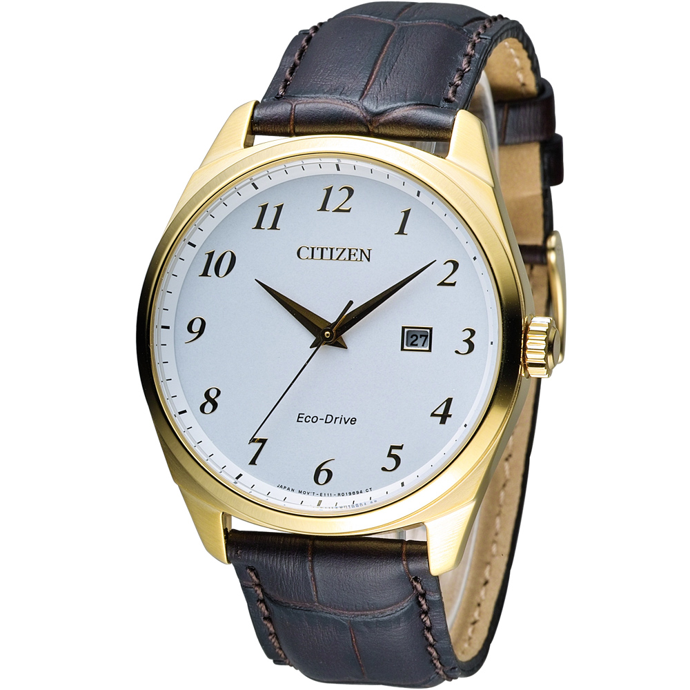 CITIZEN 星辰 光動能紳士時尚腕錶(BM7322-06A)-白x金框/42mm