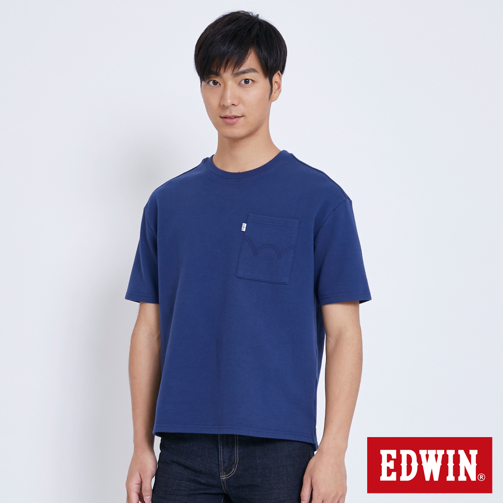 EDWIN 簡約包浩斯廂型短袖T恤-男-丈青