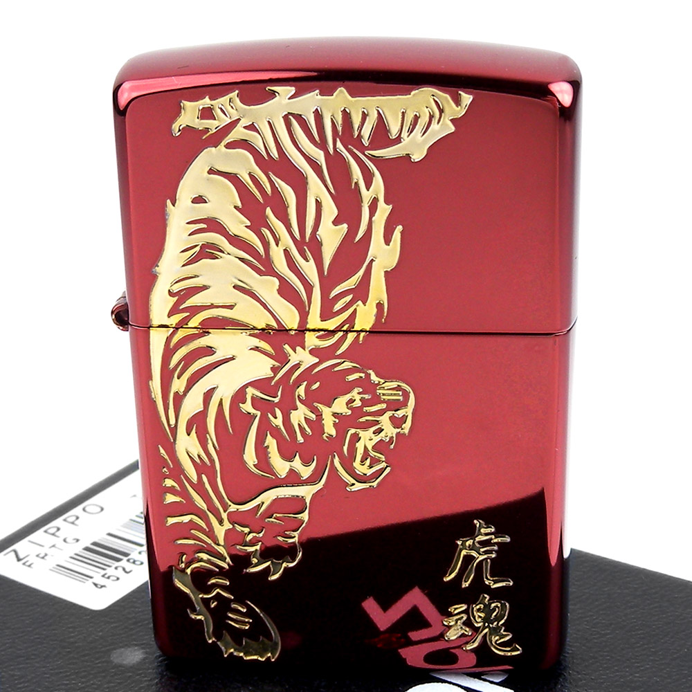 ZIPPO 日系~虎魂-蝕刻加工打火機(紅色款)