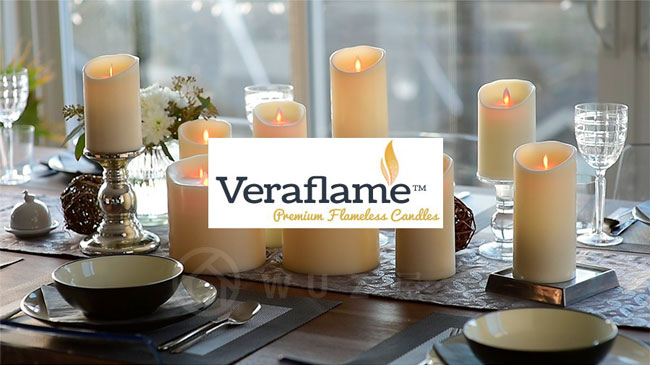 Veraflame 擬真火焰搖擺蠟燭-象牙白銀蔥