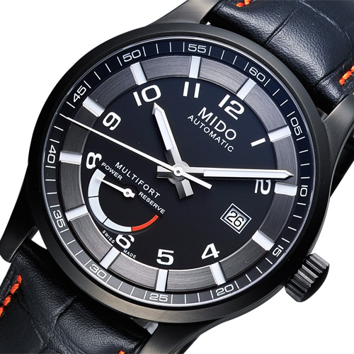 MIDO Multifort Gent 先鋒系列動力儲存機械腕錶-黑/皮帶/42mm
