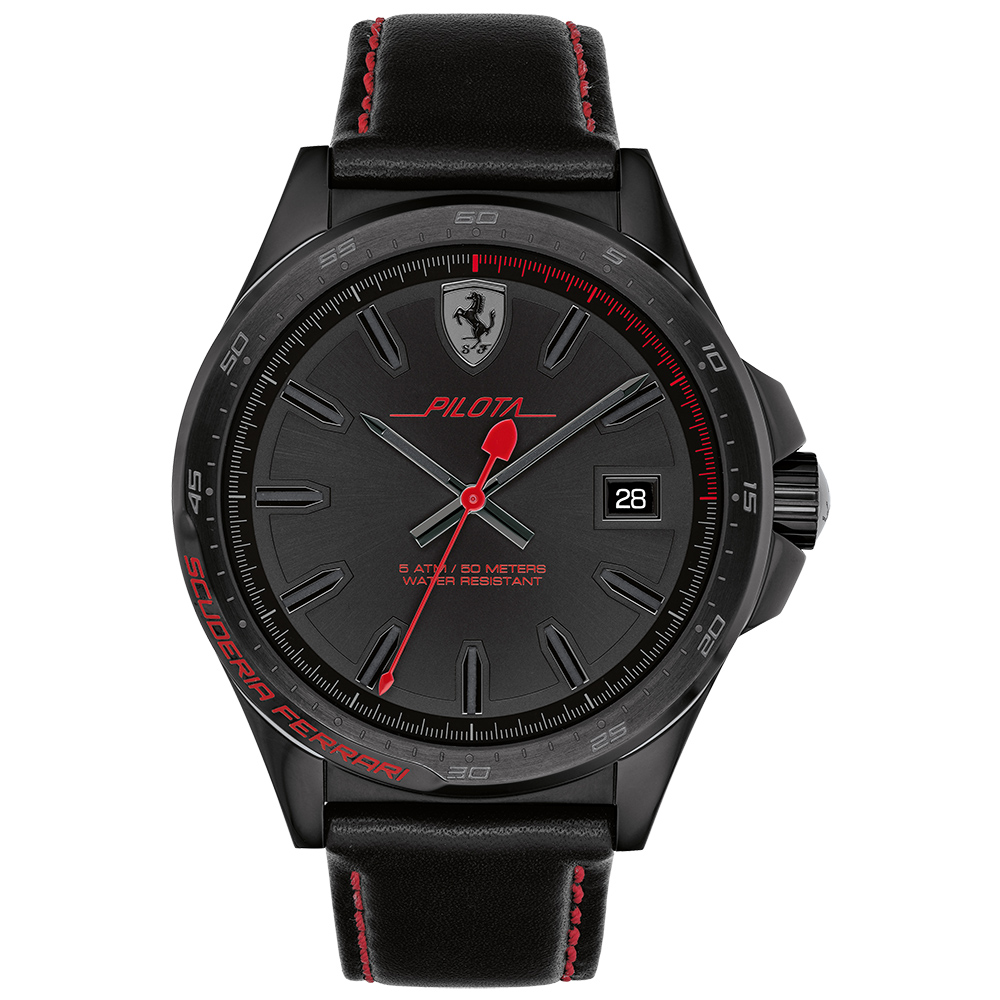 Scuderia Ferrari Pilota 飆風再起時尚手錶-黑/45mm