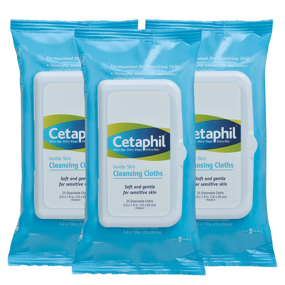 (新品)Cetaphil舒特膚 溫和多效潔膚棉 25抽 三入組
