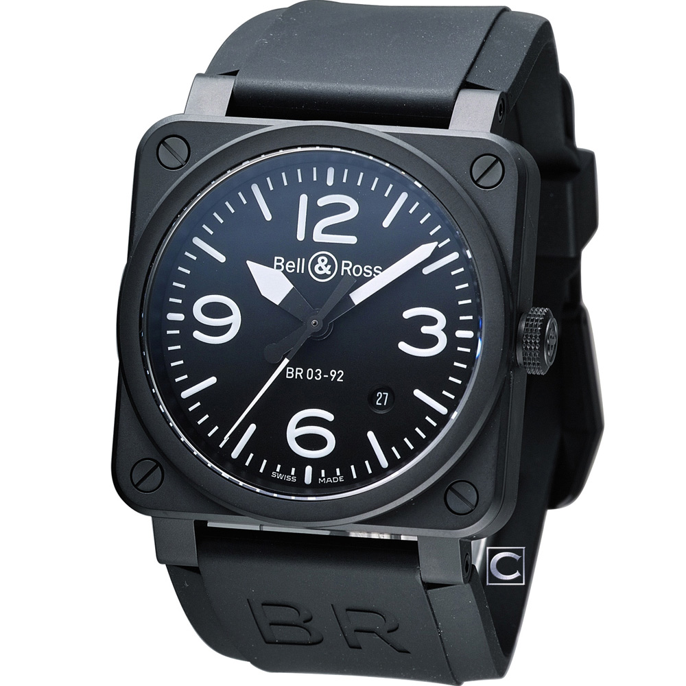 Bell & Ross 飛鷹戰士自動機械陶瓷腕錶-黑/42mm