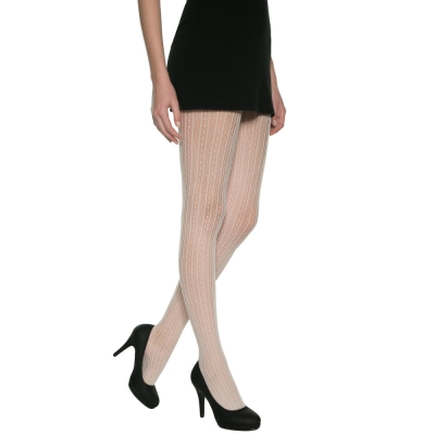 法國DIM-MOD「時尚」系列直條網狀花紋造型褲襪-012M 米白