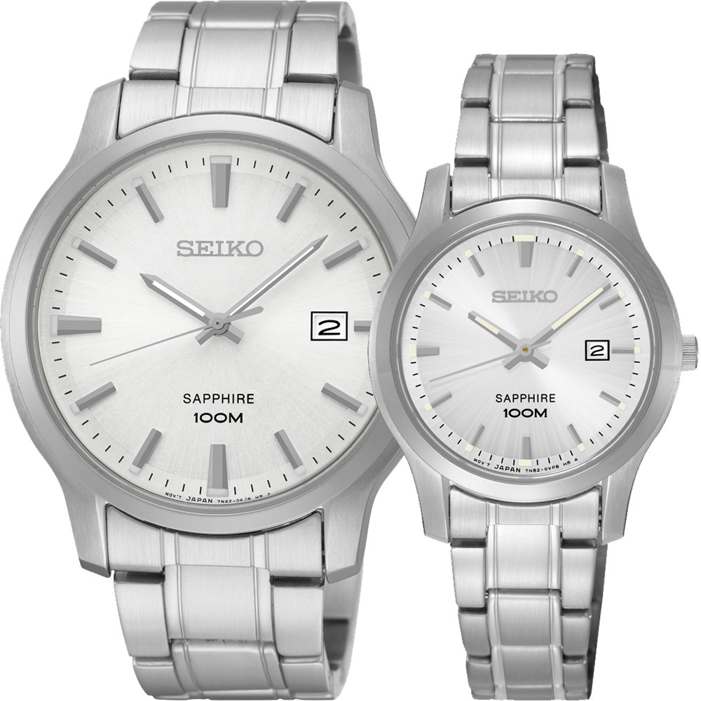 SEIKO CS系列經典石英對錶(SGEH39P1+SXDG61P1)-銀/41+29mm