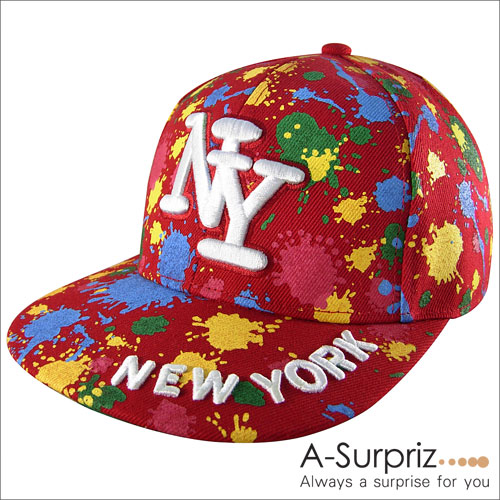 A-Surpriz 噴墨藝術塗鴨NY棒球帽(狂野紅)