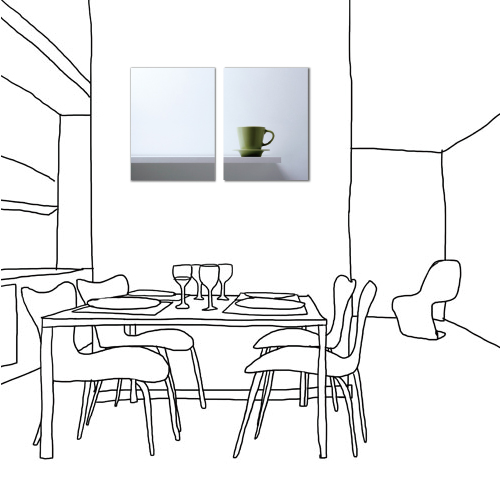 美學365-兩聯客製化掛飾壁鐘時鐘畫框無框畫藝術掛畫-客製餐廳-30x40cm