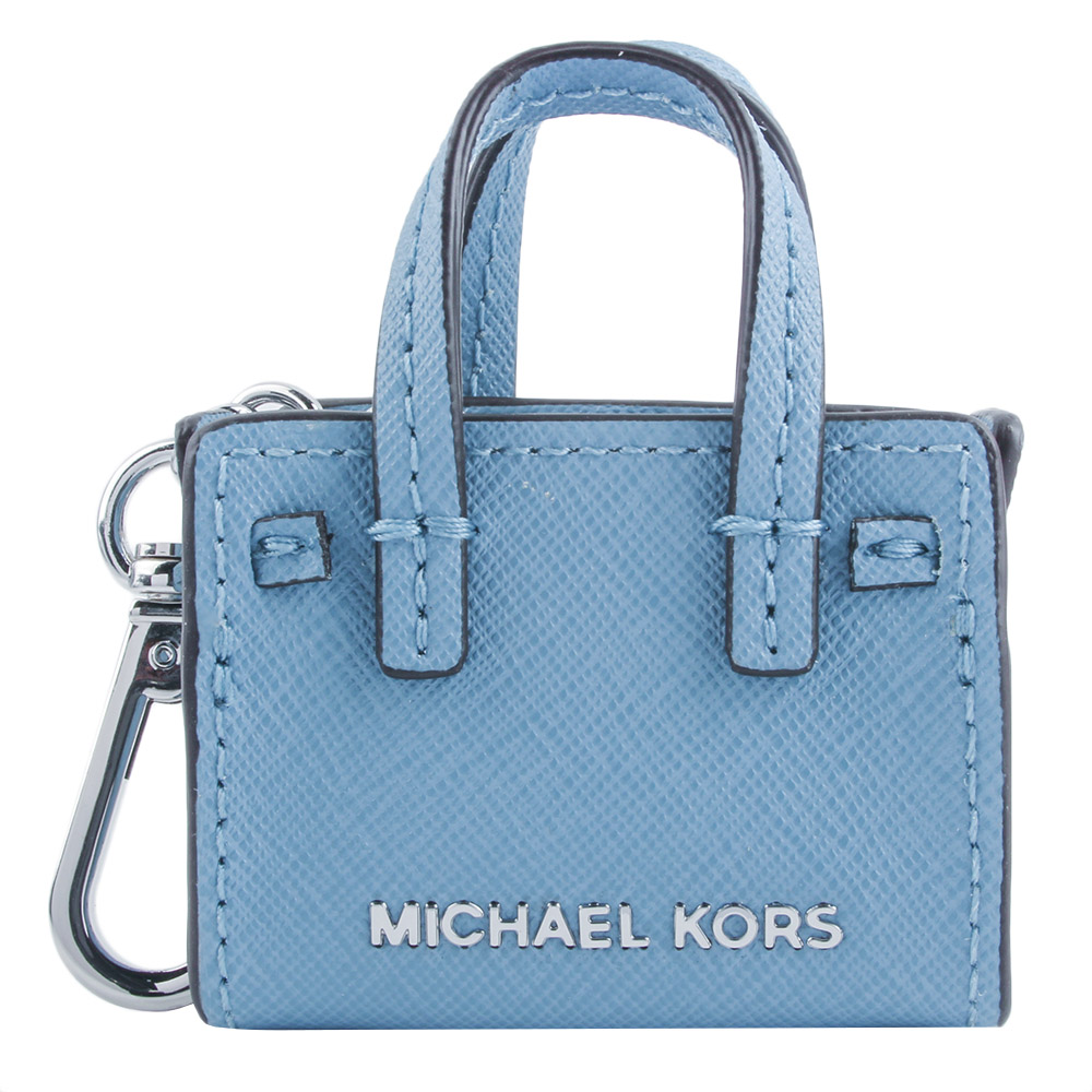 MICHAEL KORS 亮彩托特包造型鑰匙圈吊飾-天空藍