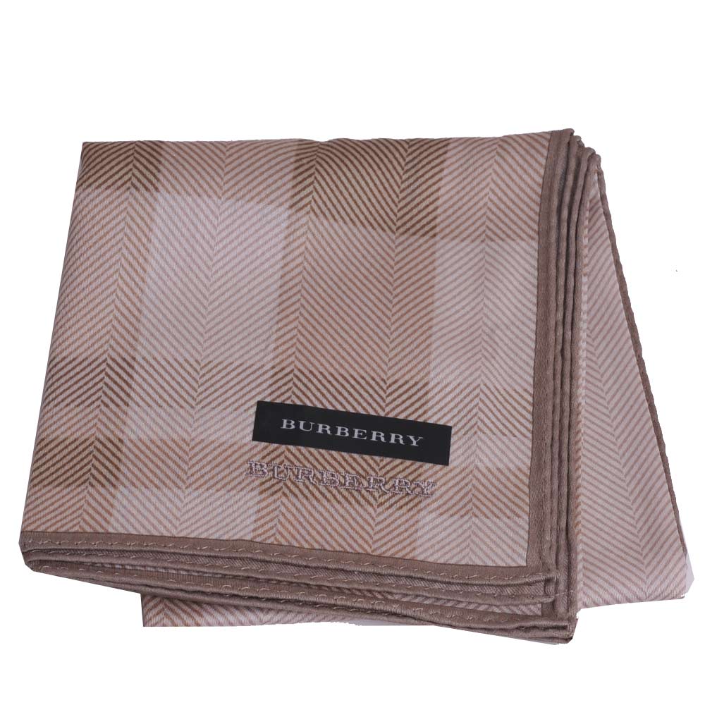 BURBERRY 經典品牌字母刺繡LOGO大正紋帕領巾(淺卡其)