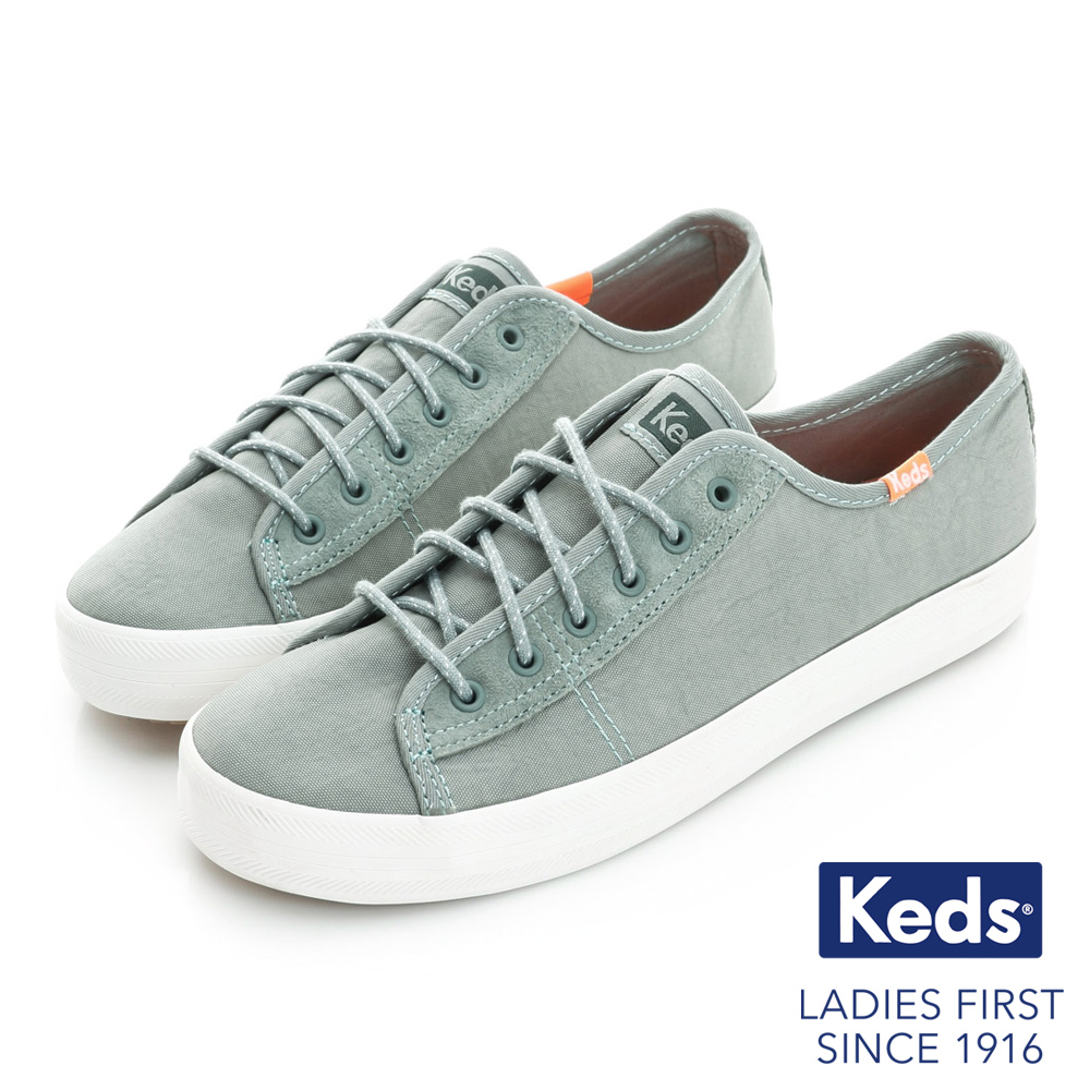 Keds 全天後機能運動綁帶休閒鞋-灰綠