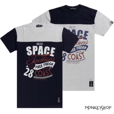 小猴子的賣場 MIT潮流SPACE接色印花純棉短袖T恤-2色