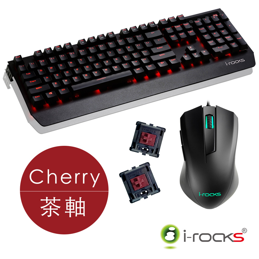 i-Rocks K60M機械式鍵盤Cherry茶軸+M09遊戲滑鼠