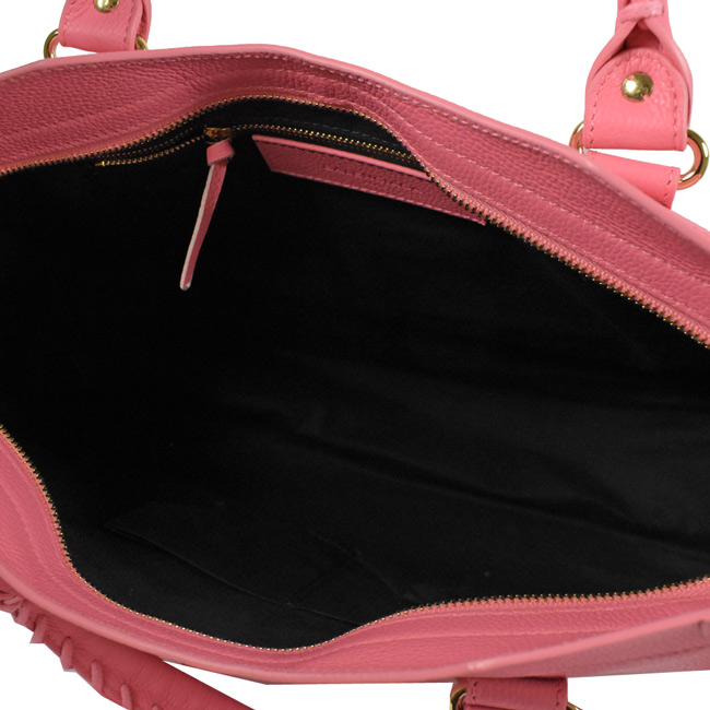 BALENCIAGA CITY山羊皮經典小扣機車包(櫻花粉)