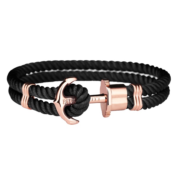 PAUL HEWITT航海船錨手環-黑尼龍X玫瑰金扣