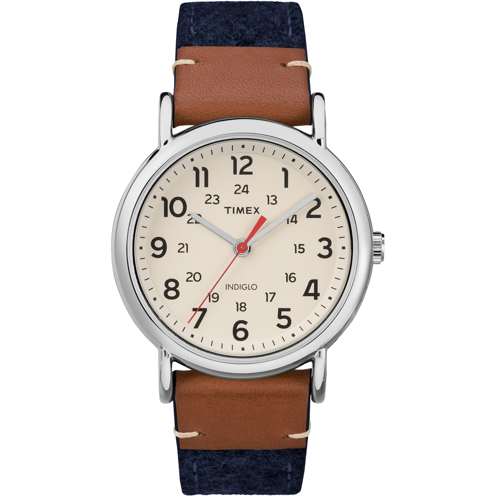 【TIMEX 】天美時經典復刻冷光Weekender系列腕錶-米白x藍/38mm