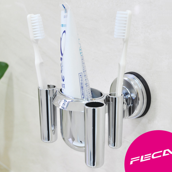 FECA非卡 無痕強力吸盤 牙刷置物架(銀)