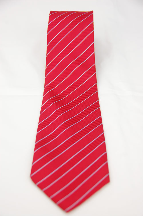 Alpaca 紅底白斜紋領帶