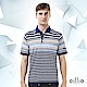 歐洲貴族oillio 短袖線衫 POLO領設計 細條紋拼色 藍色 product thumbnail 1