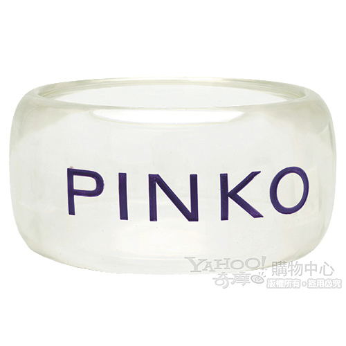 PINKO 淺黃色紫字母LOGO透明手環(黃X紫)