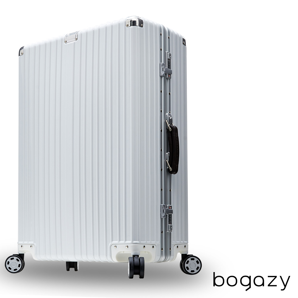 Bogazy 復刻經典 26吋PC鋁框鏡面行李箱 (白)